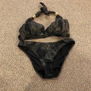 Venus Black & Gold Paisley Bikini